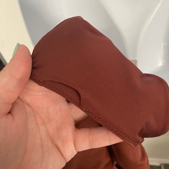 Aerie Dark Orange Rusty Brown Crochet Back One Piece Swim Suit Sz S - Picture 10 of 12